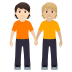 🧑🏻‍🤝‍🧑🏼 people holding hands: light skin tone, medium-light skin tone display on JoyPixels